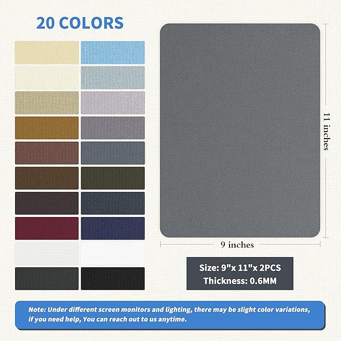 KING MOUNTAIN Canvas Repair Patch 9 x11 Inch 4 Pcs Self-Adhesive Waterproof Fabric Patch for Sofas, Tents, Furniture,Tote Bags, Car Seats (Charcoal Grey)