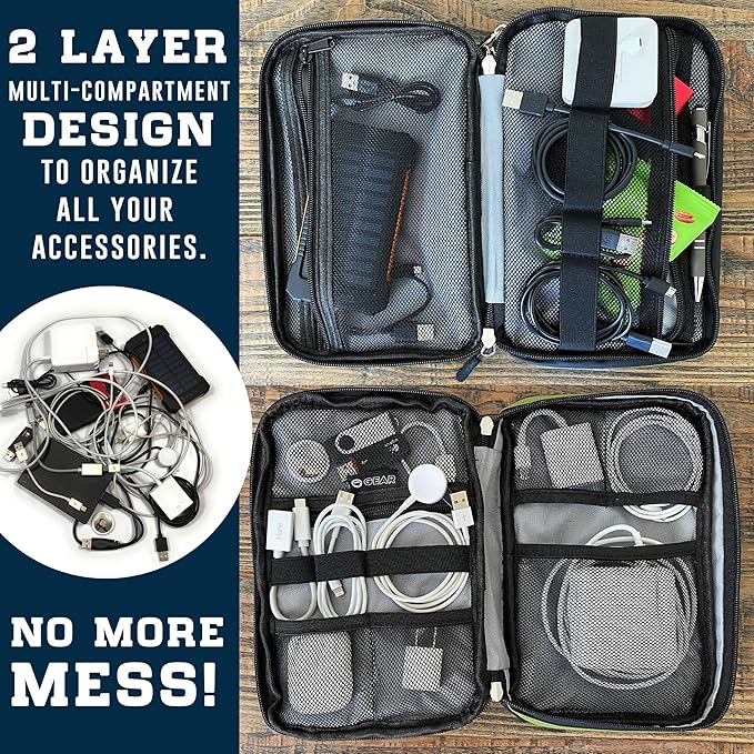 Enthusiast Gear Waterproof Electronics Organizer – Durable Travel Case for Cords, Chargers, and Gadgets – Compact, Lightweight, and Perfect for Outdoor Adventures or Daily Use