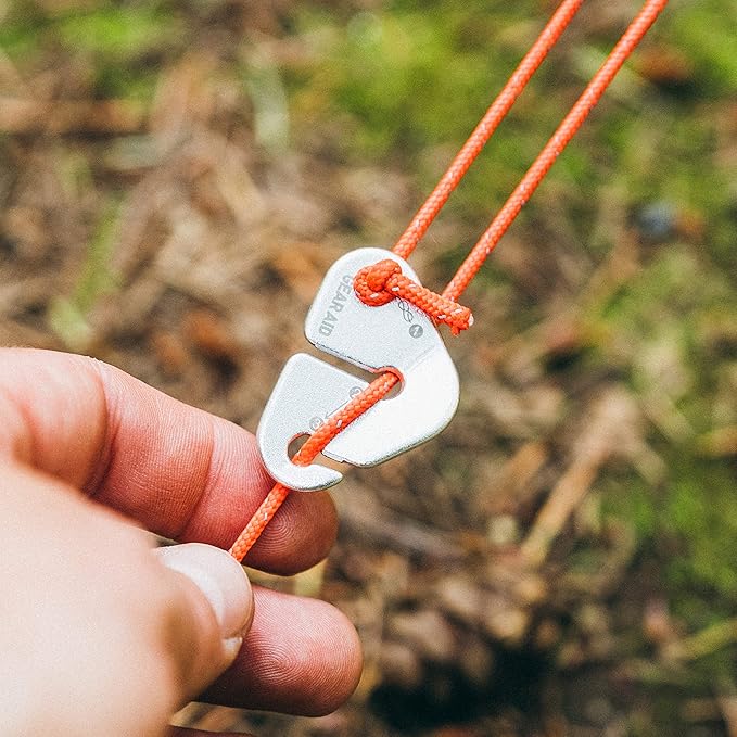 GEAR AID Reflective Guyline Kit with Line Tensioners for Tents and Tarps, 50 ft, Orange